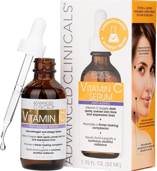ADVANCED CLINICALS® VITAMIN C SERUM 🍊 Anti-Aging | Dermatologist Tested | 1.75 FL OZ (52 mL)